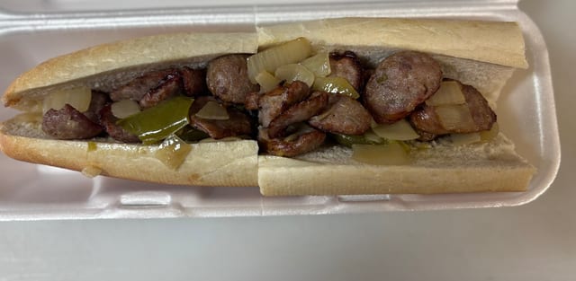 Sausage, Peppers & Onion Sandwich.